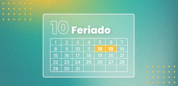 Calendário destacando feriado do Dia de Nossa Senhora Aparecida, dia 12 de outubro